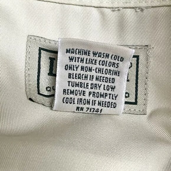 LL BEAN Shirt Men XL TALL Wrinkle Resistant Ivory Beige Oxford Button Down - Picture 6 of 6